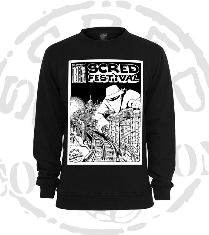Sweat col rond  "Scred festival" noir logo blanc de  sur Scredboutique.com
