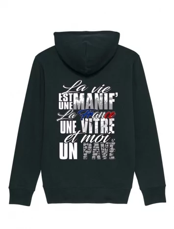 scred connexion Sweat Zippé La vie est une manif Noir