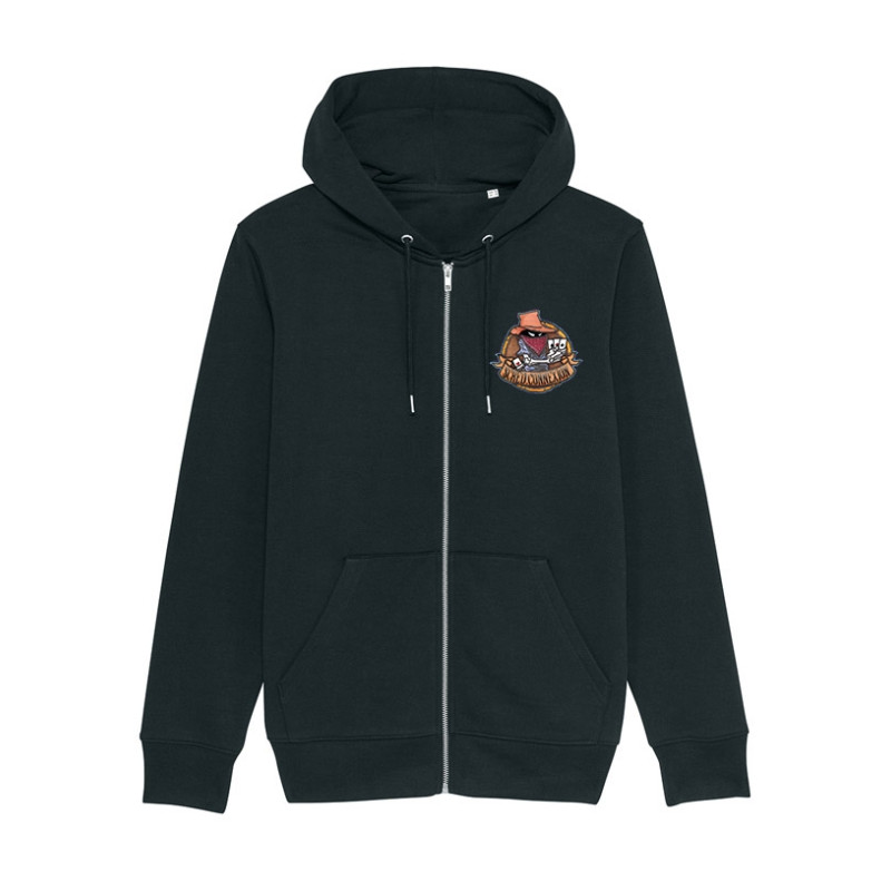 sweat zip capuche "classico " noir logo blanc