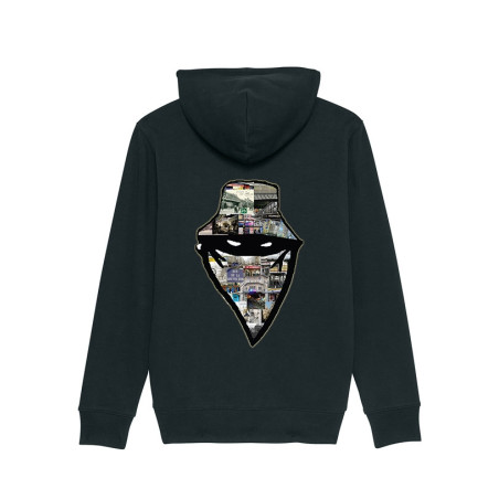 sweat zip capuche "classico " noir logo blanc