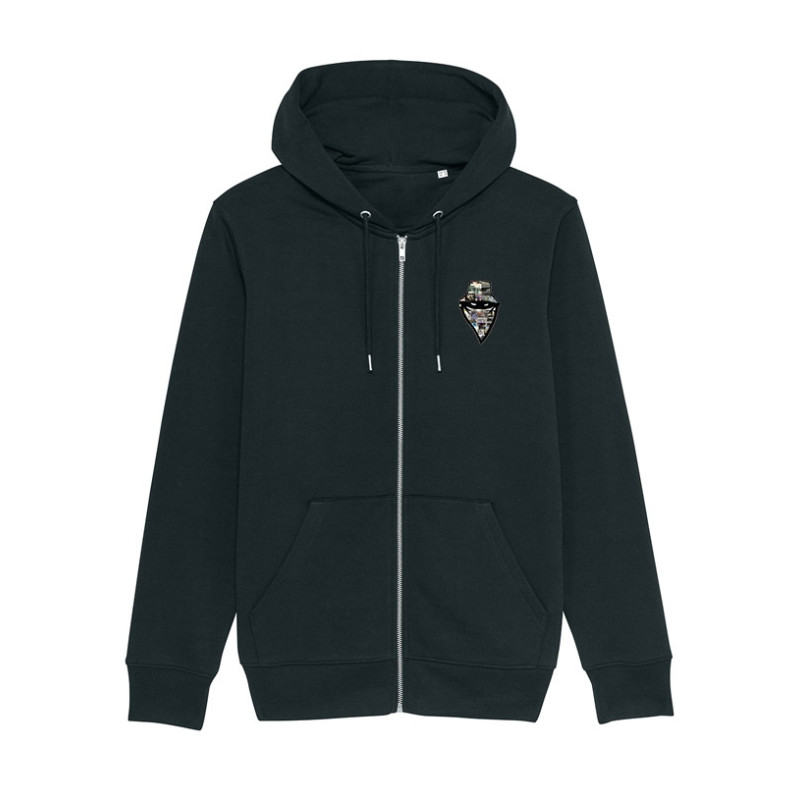 sweat zip capuche "classico " noir logo blanc