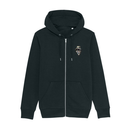 sweat zip capuche "classico " noir logo blanc