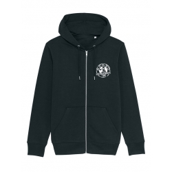 sweat zip capuche &quot;classico &quot; noir logo blanc