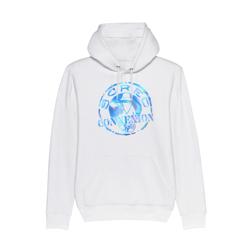Sweat Capuche Scred Classico Hologramme Blanc