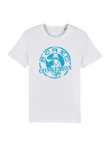 tee-shirt &quot;classico&quot; blanc logo bleu ciel