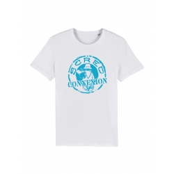 tee-shirt &quot;classico&quot; blanc logo bleu ciel