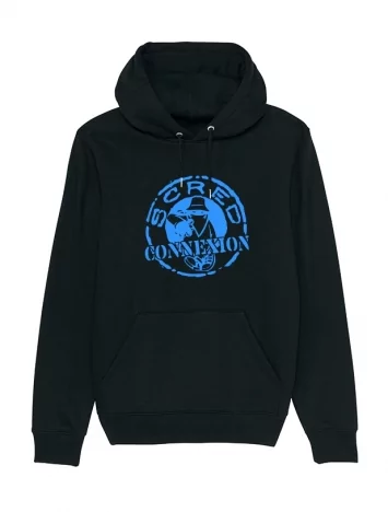 sweat capuche &quot;classico &quot; noir logo bleu