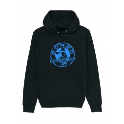 sweat capuche &quot;classico &quot; noir logo bleu