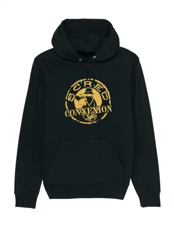 sweat capuche &quot;classico&quot; noir logo or