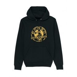 sweat capuche &quot;classico&quot; noir logo or
