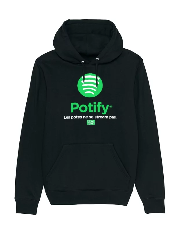 Sweat Capuche Potify - Les potes ne se stream pas. de potify sur Scredboutique.com