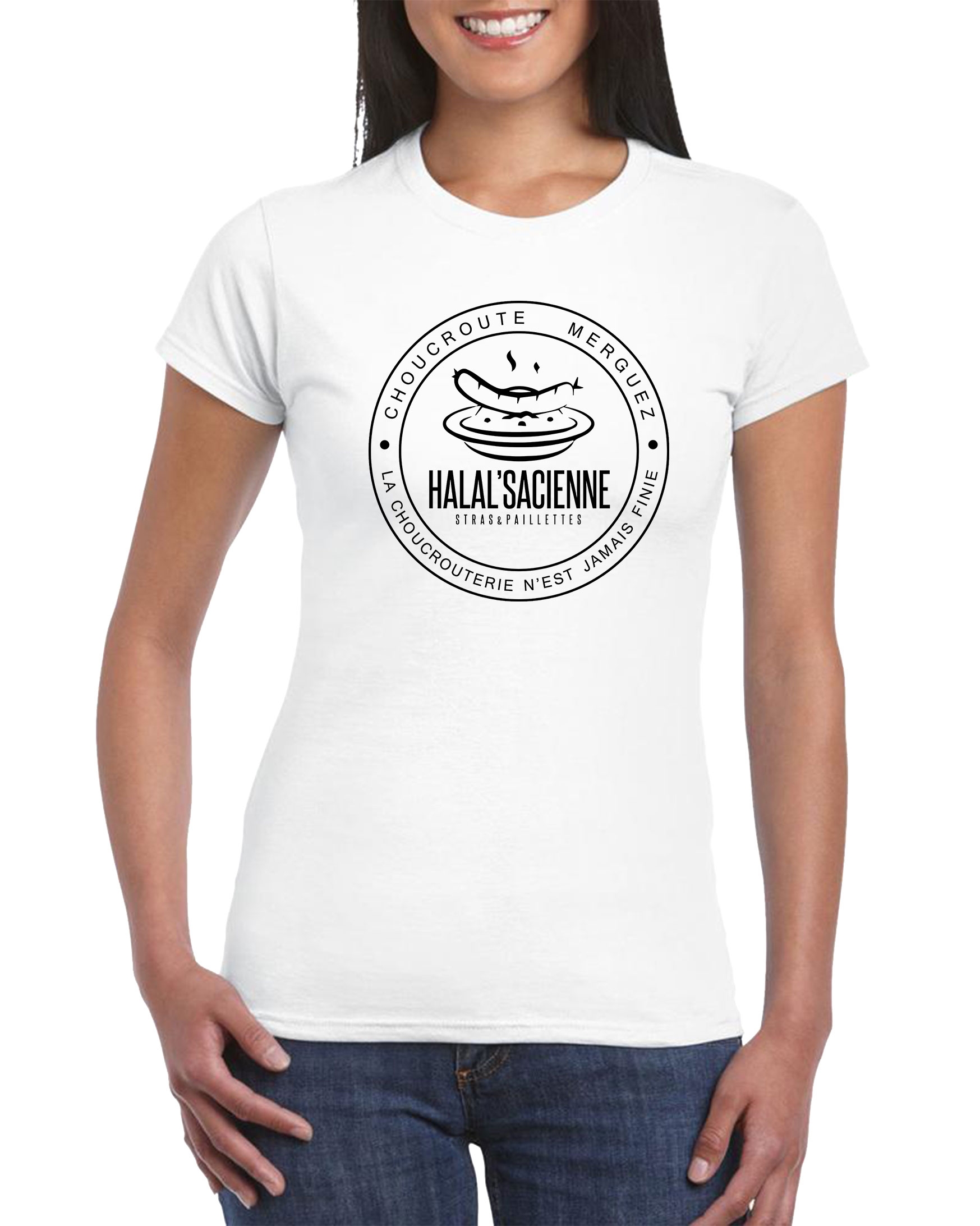 Tshirt Femme Stras & Paillettes modèle 4 Halalsacienne de stras & paillettes sur Scredboutique.com
