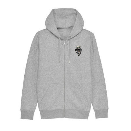 sweat zip capuche "classico " noir logo blanc