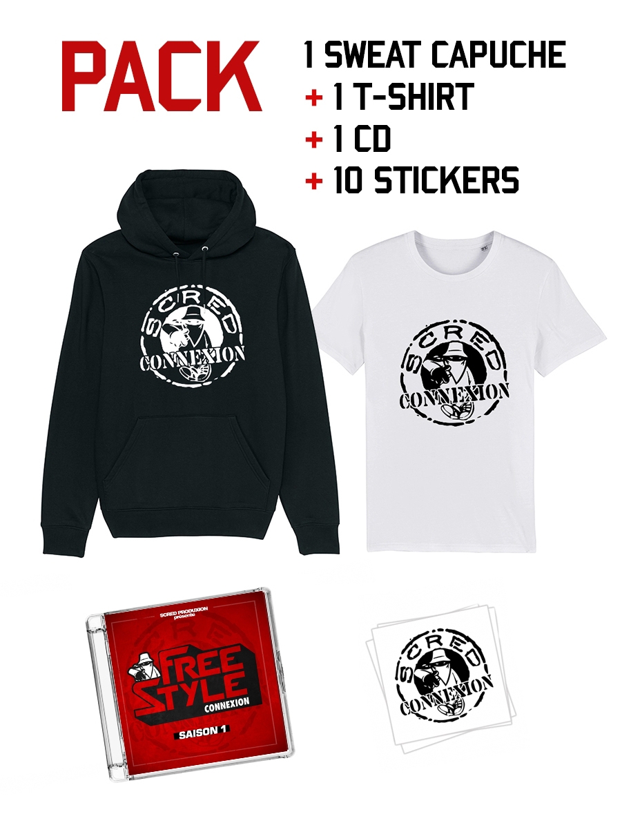 Pack "Classico" (Sweat, T-shirt, CD, Stickers) de scred connexion sur Scredboutique.com