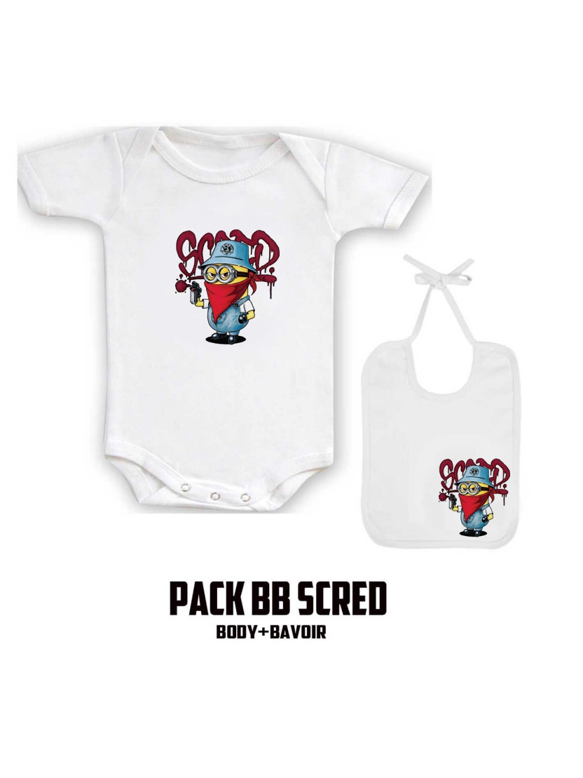 Pack "BaBy Scred" Blanc logo mini de scred connexion sur Scredboutique.com