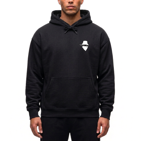 sweat shirt capuche classico de la scred connexion couleur noir logo blanc