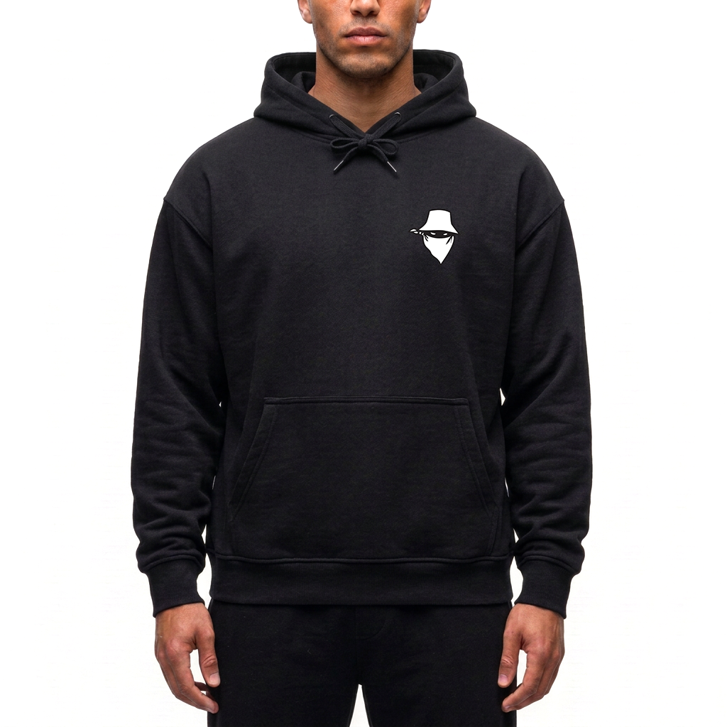 sweat shirt capuche classico de la scred connexion couleur noir logo blanc