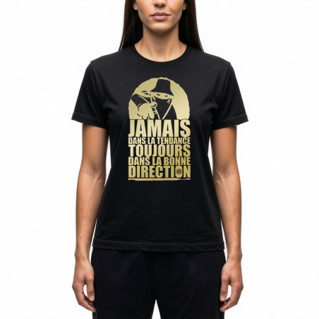 Tshirt Femme Noir Jamais dans la Tendance Or