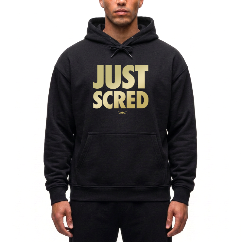 Sweat Capuche Noir Just Scred Or