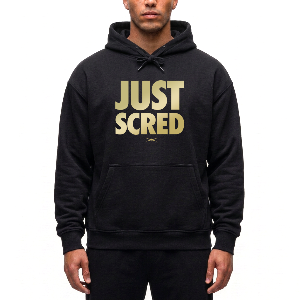 Sweat Capuche Noir Just Scred Or