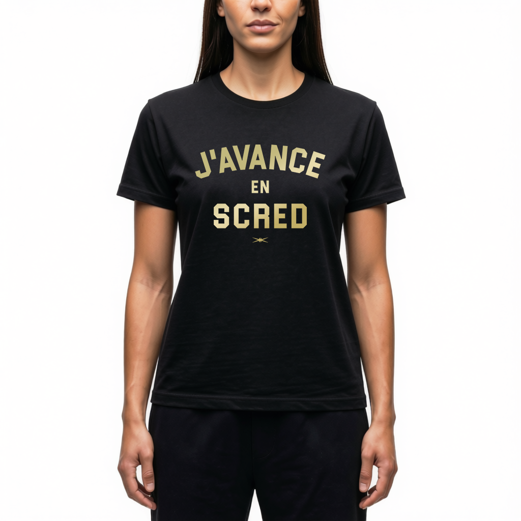 Tshirt Femme Noir J'avance en Scred Or