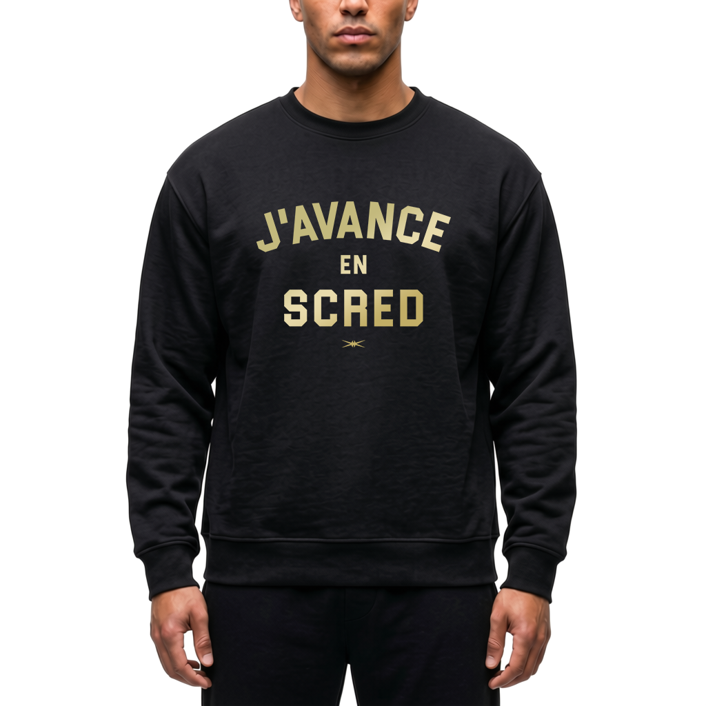 Sweat Noir J'avance en Scred Or