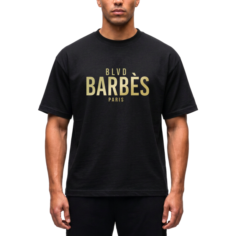 Tshirt Noir BLVD Barbes Or