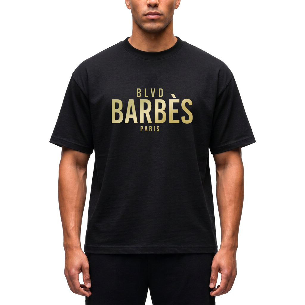 Tshirt Noir BLVD Barbes Or