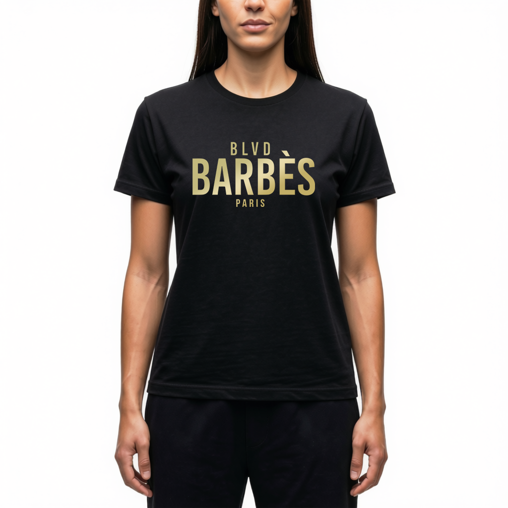 Tshirt Femme Noir BLVD Barbes Or