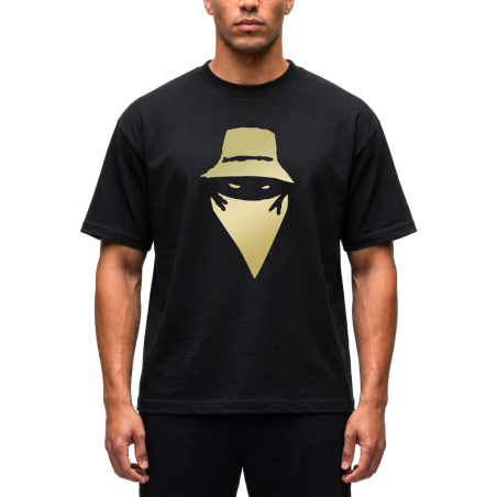 Tshirt Noir Visage  Or