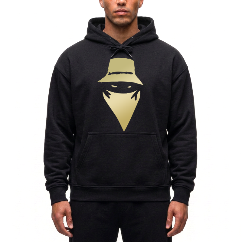 Sweat Capuche Noir Visage Or