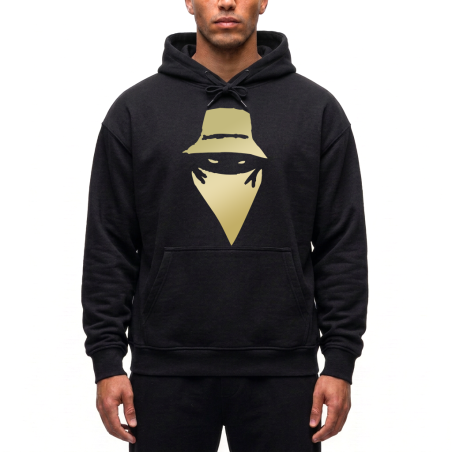 Sweat Capuche Noir Visage Or