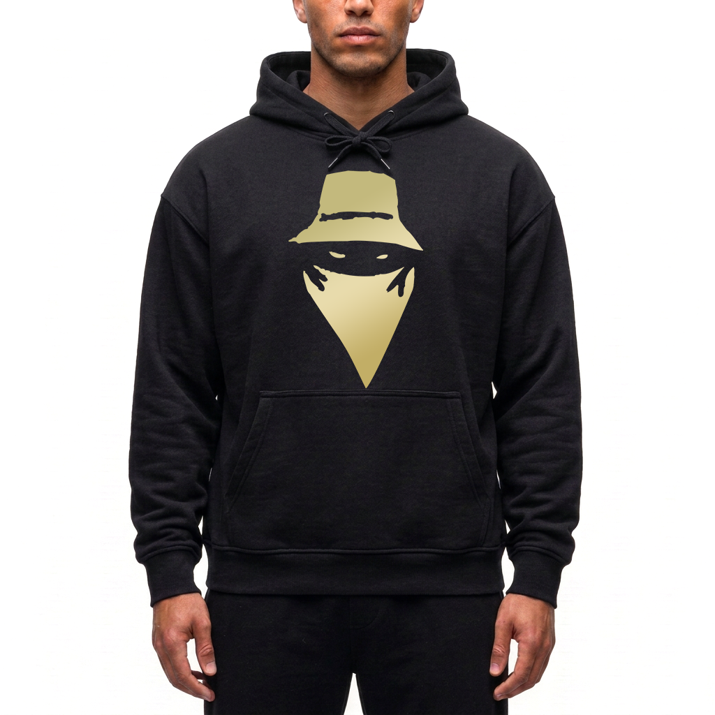 Sweat Capuche Noir Visage Or