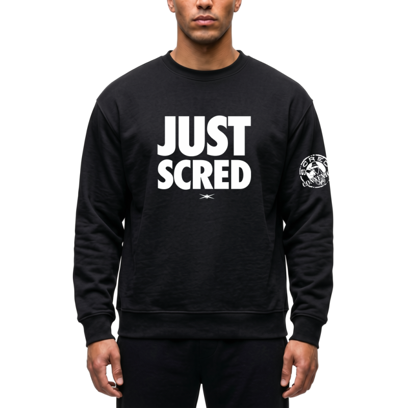 sweat col rond couleur noir de la sred connexion classico logo blanc
