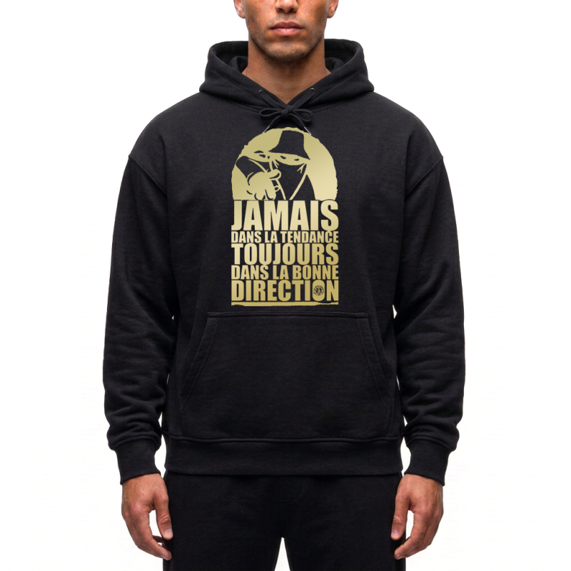 Sweat Capuche Noir Jamais Or