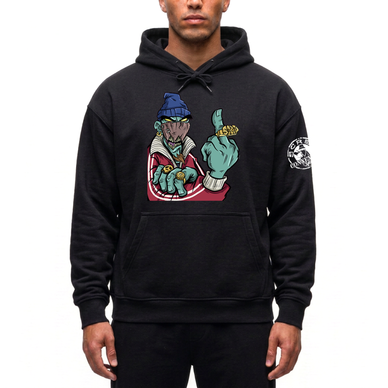 Sweat Capuche Majeur Noir / Scred Boutique - Jamais dans la Tendance