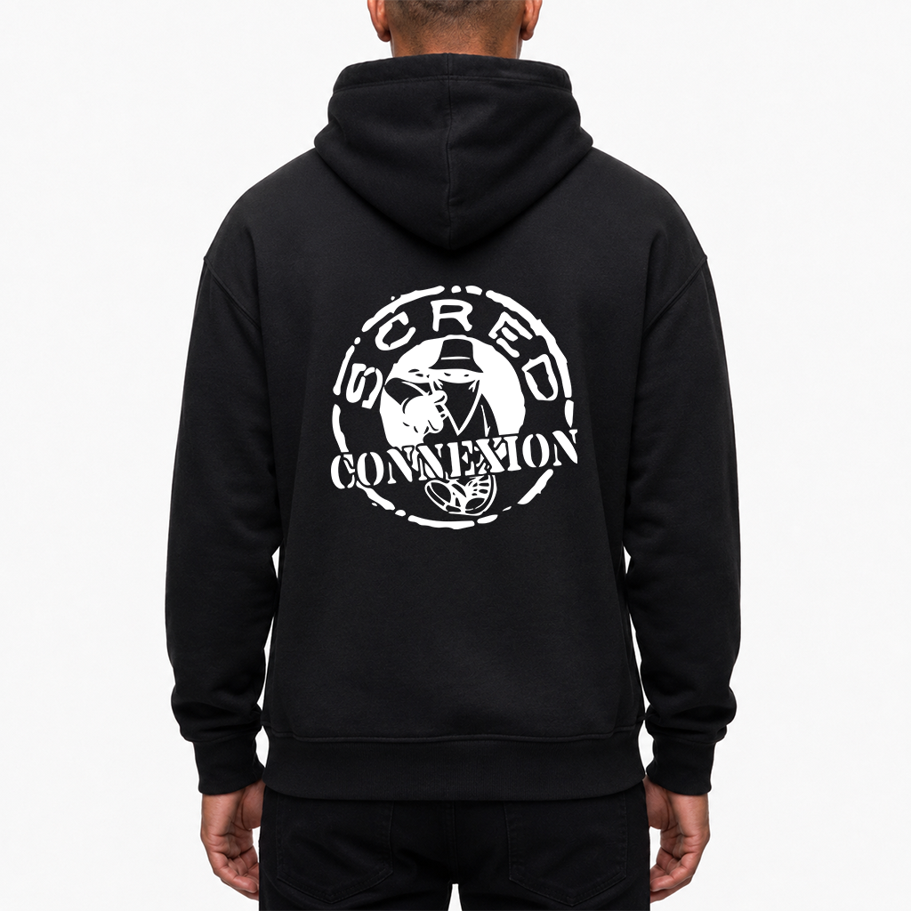 sweat zip capuche "classico " noir logo blanc