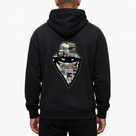 sweat zip capuche "classico " noir logo blanc