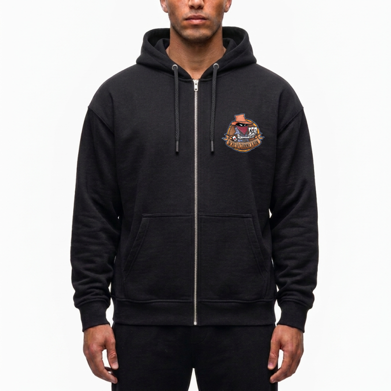 sweat zip capuche "classico " noir logo blanc