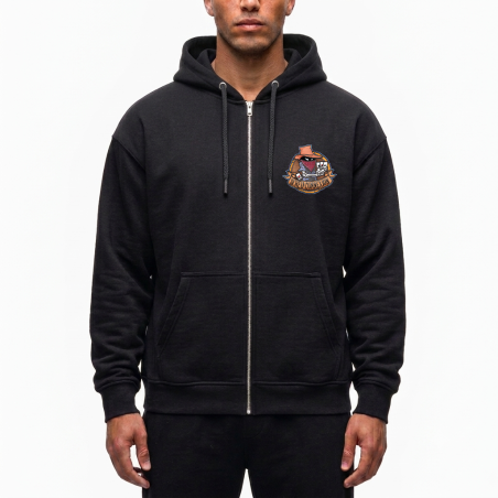 sweat zip capuche "classico " noir logo blanc