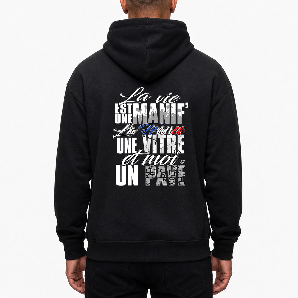Sweat Zippé La vie est une manif Noir