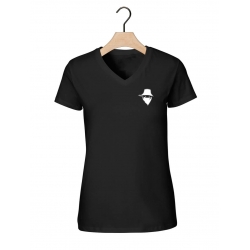Tee-shirt femme col V noir "B.L.V.D." de scred connexion sur Scredboutique.com