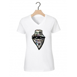 Tee-shirt femme "barbes story" blanc de scred connexion sur Scredboutique.com