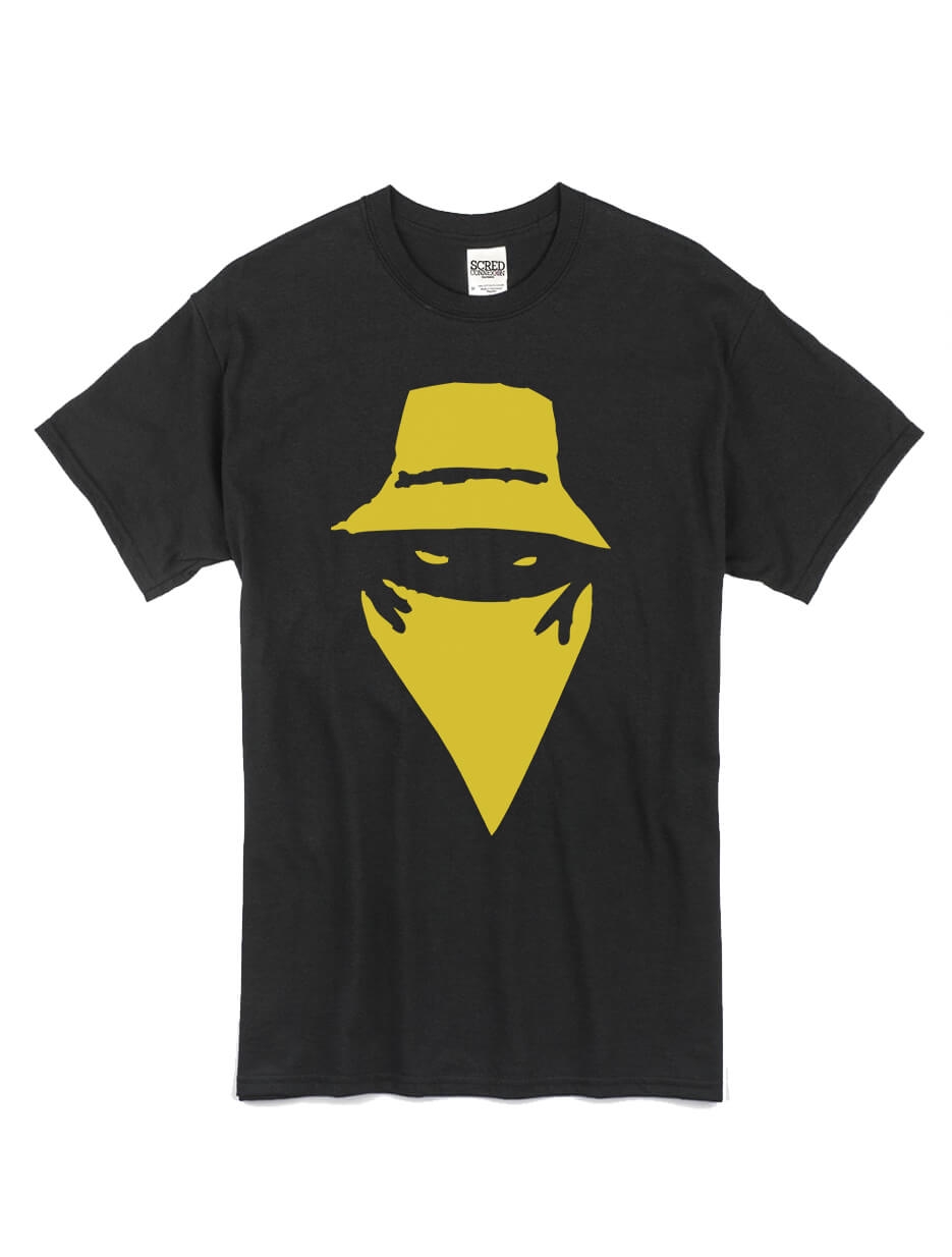 tee-shirt "visage" noir logo or de scred connexion sur Scredboutique.com