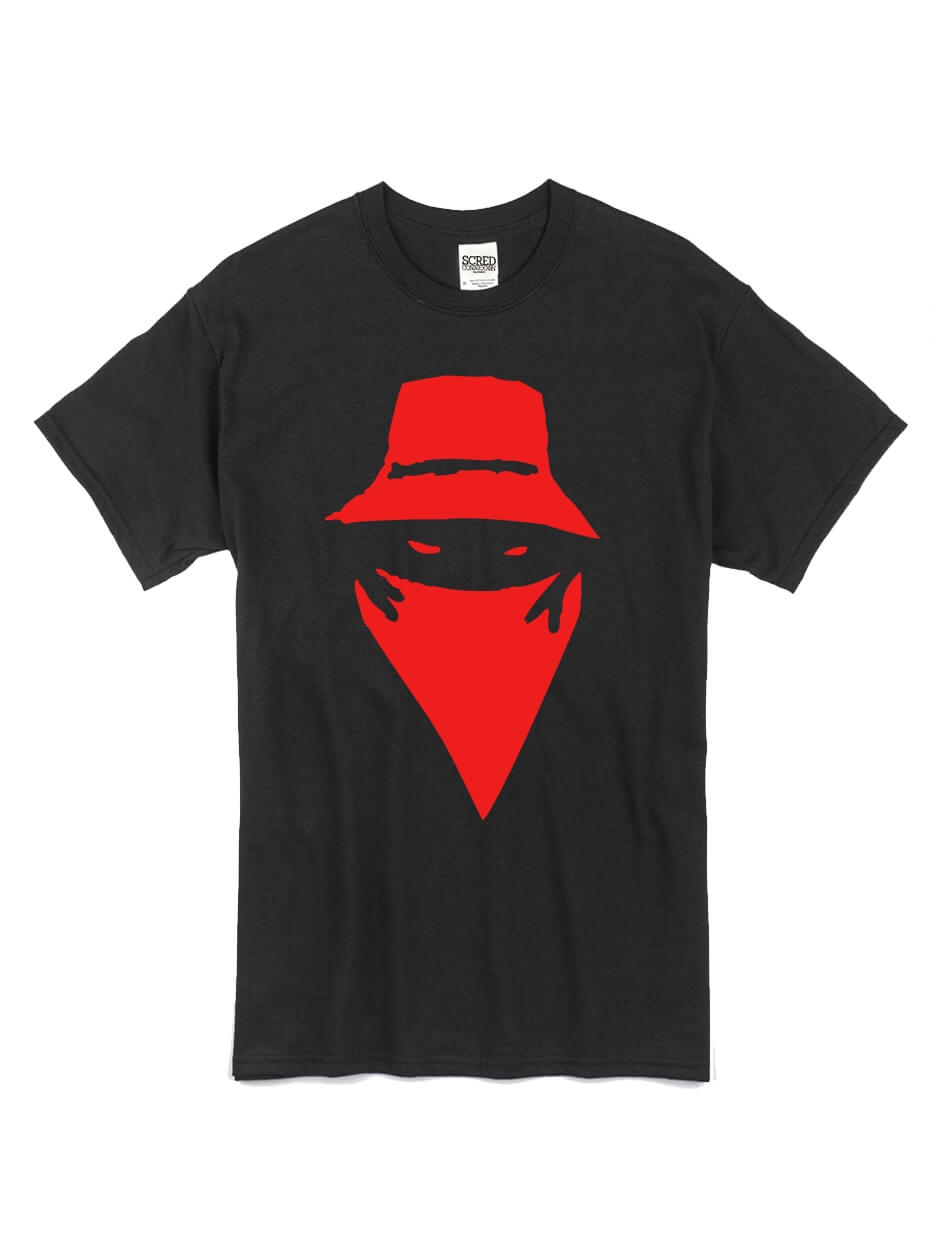 tee-shirt "visage" noir logo rouge de scred connexion sur Scredboutique.com