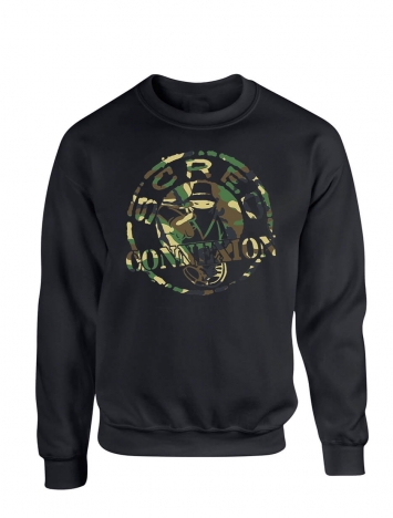 sweat col rond "classico" noir logo vert militaire