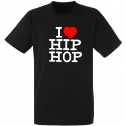 tee-shirt "I love hip hop" noir logo blanc de hip hop sur Scredboutique.com