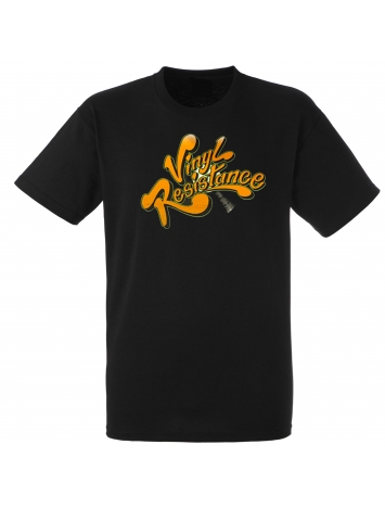 tee-shirt  "vynil resistance" noir logo orange