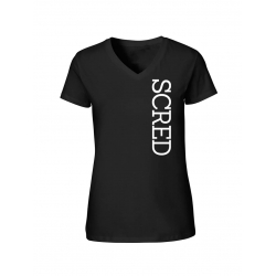 Tee shirt noir femme "Line Up" logo blanc de scred connexion sur Scredboutique.com