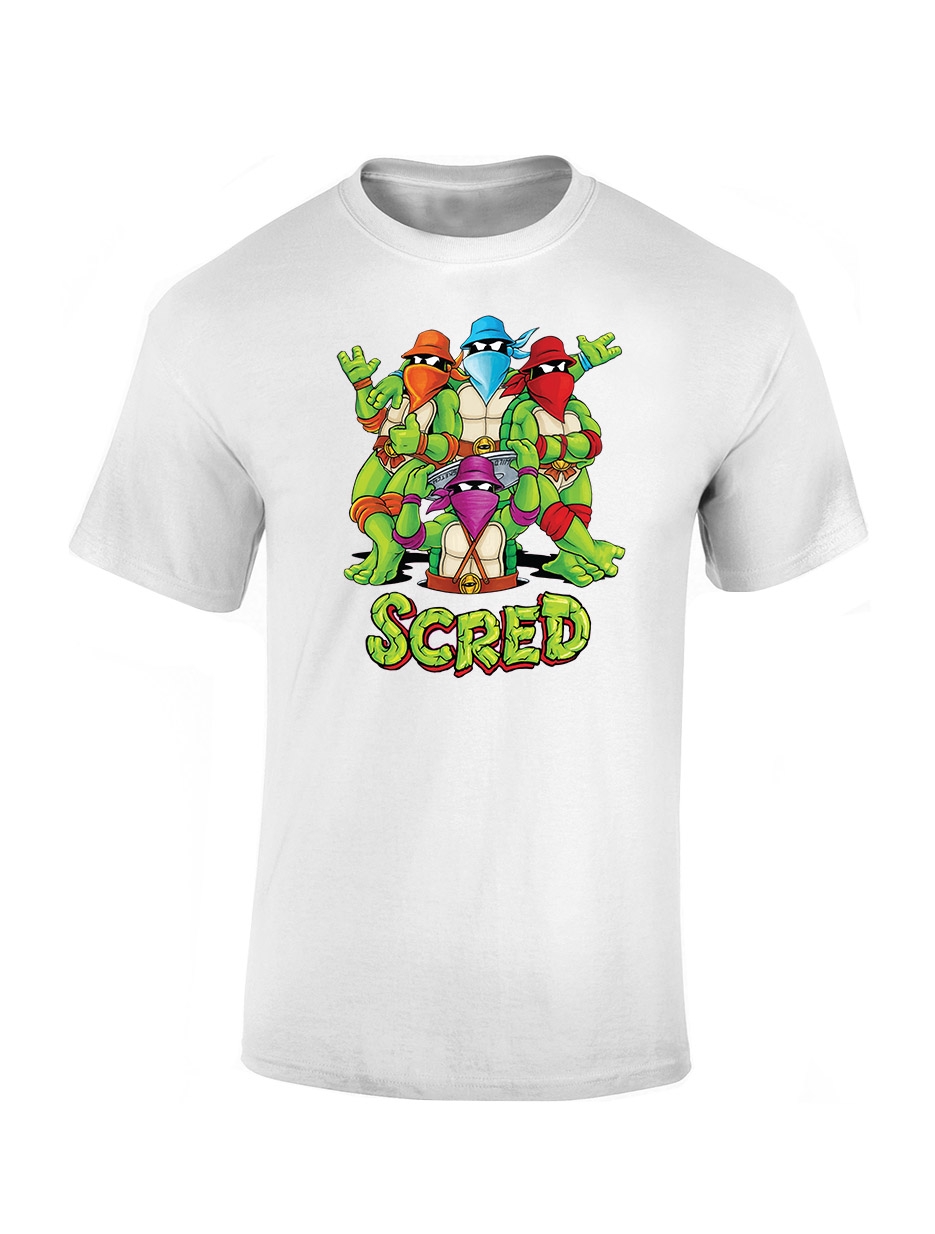 T shirt enfant Scred Turtles blanc de scred connexion sur Scredboutique.com